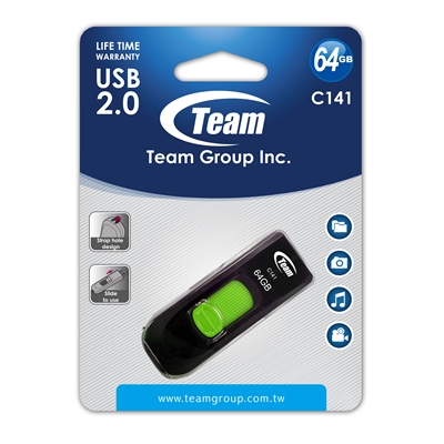 Team C141 64 GB USB 2.0 Green USB Flash Drive