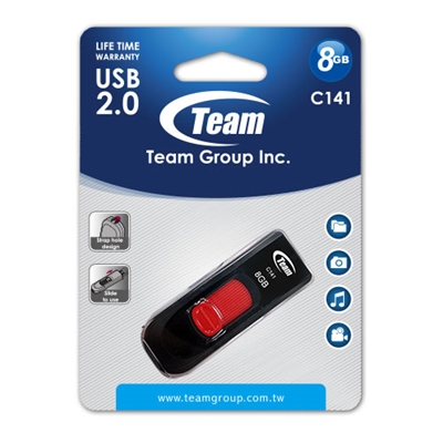 Team C141 8 GB USB 2.0 Red USB Flash Drive