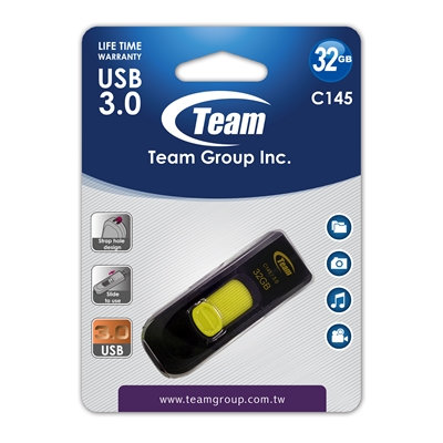 Team C145 32 GB USB 3.0 Yellow USB Flash Drive