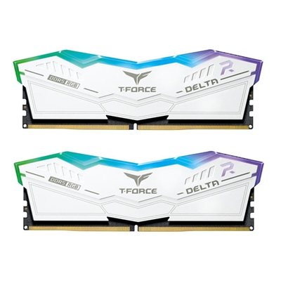 Team T-Force Delta RGB FF4D532G6200HC38ADC01 32GB 6200MHz DDR5 System Memory 2 x 16GB, White, CL38-38-38-78 1.25V