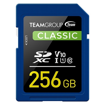 Team TSDXC256GIV1001 Classic Flash Memory Card, 256GB, SDHC, UHS U1, Retail Packed
