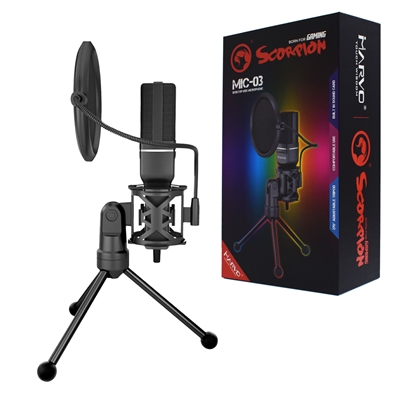 Marvo Scorpion MIC-03 Omnidirectional Streaming Microphone, USB Powered