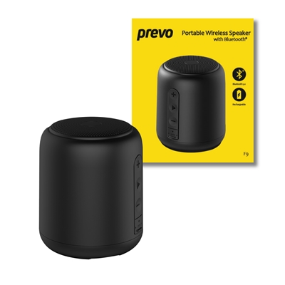 Prevo F9 Portable Wireless TWS Rechargeable Speaker with Bluetooth, SD card compatibility up to 32GB, Hands-Free Calling, 5W, Black