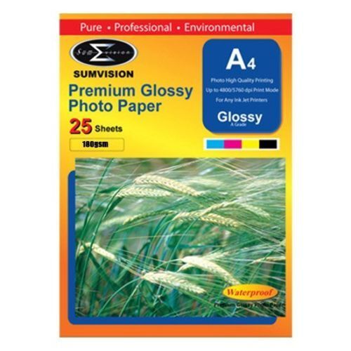 Sumvision A4 Premium Inkjet Printer Photo Glossy Paper 180gsm 25 Sheets Pack
