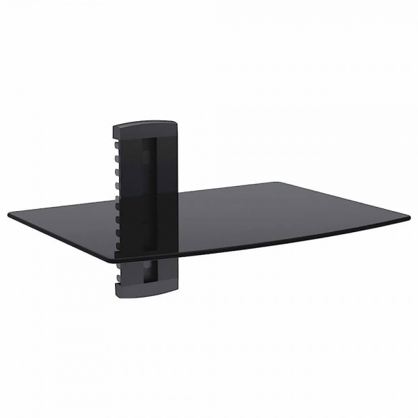 Tempered Black Glass Floating Wall Mount Shelf 1 Tier