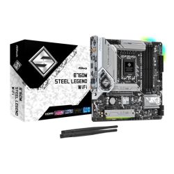 Asrock B760M STEEL LEGEND WIFI, Intel B760, 1700, Micro ATX, 4 DDR5, HDMI, DP, eDP, Wi-Fi 6E, 2.5G LAN, PCIe5, 3x M.2, RGB