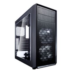 Fractal Design Focus G (Black) Gaming Case w/ Clear Window, ATX, 2 White LED Fans, Kensington Bracket, Filtered Front, Top & Base Air Intakes