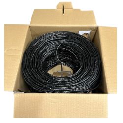 Jedel CAT5e UTP Patch Cable, 305 Metre Bulk Reel -  Easy-Pull Box, Copper-Clad Aluminium, Black