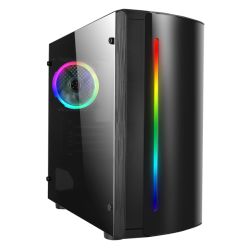 Spire Beam Gaming Case w/ Acrylic Window, Micro ATX, RGB Fan & Front Strip w/ Control Button, 240mm Radiator Support