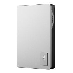Netac K338 2TB Portable External Hard Drive, 2.5'', USB 3.0, Aluminium, Silver/Grey