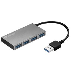 Sandberg (133-88) External 4-Port USB 3.0 Pocket Hub, Aluminium, USB Powered, 5 Year Warranty