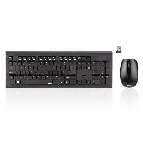 Hama Cortino Wireless Keyboard and Mouse Desktop Kit, Soft Touch Keys, 12 Media Keys, Up to 1600 DPI Mouse