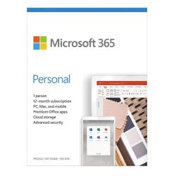 Microsoft Office 365 Personal, 1 User, Up to 5 Devices, 1 Year Subscription, 32 & 64 bit, Medialess