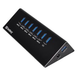 Sandberg External 7-Port USB-A Hub - 6x USB3.0 (Data), 1x USB3.0 (Charging), Aluminium, 5 Year Warranty