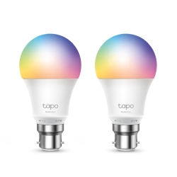 TP-LINK (TAPO L530B 2-Pack) Wi-Fi LED Smart Multicolour Light Bulb, Dimmable, App/Voice Control, Bayonet Fitting