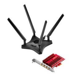 Asus (PCE-AC88) AC3100 (1000 + 2167) Wireless Dual Band PCI Express Adapter, 4 Antennas, External Base