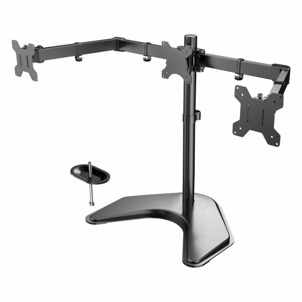 Universal Triple LCD Monitor Stand Freestanding Desktop Mount For Three 13'' to 27'' Monitors
