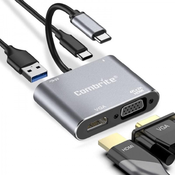 USB-C 5 in 1 HUB - USB Type C To 4K HDMI, VGA, Type C, USB 3.0, 3.5mm Audio